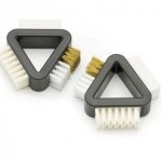 Triangular suede brush with stain eraser